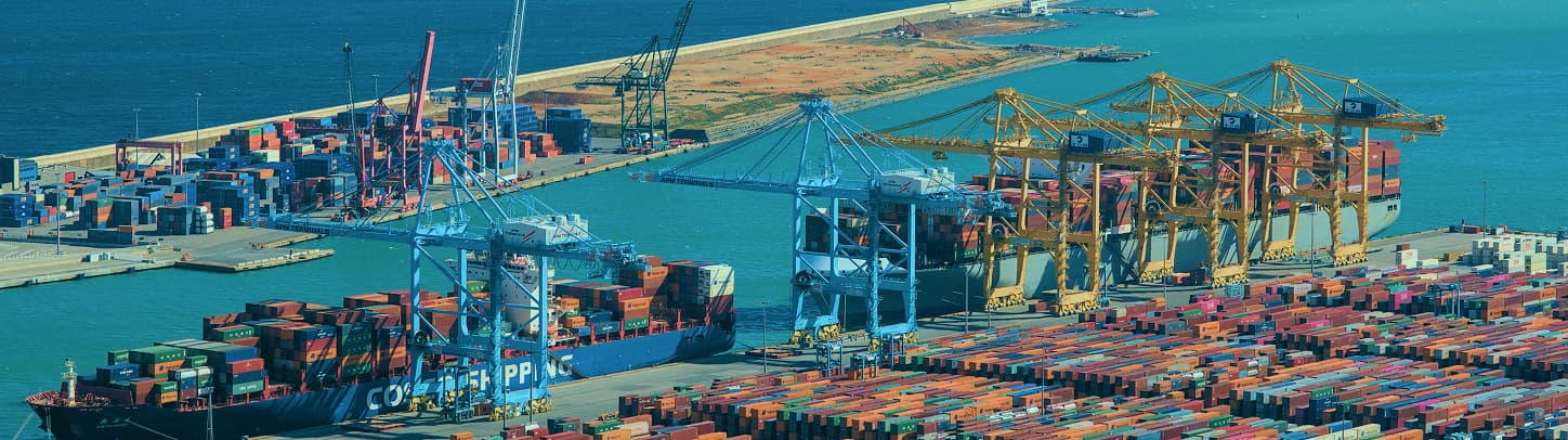 Container terminal with freight ready for transport
